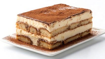  a traditional italian tiramisu, isolated