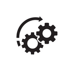Two gears with arrow. Workflow concept.
