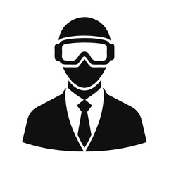 Silhouette of a businessman wearing VR glasses