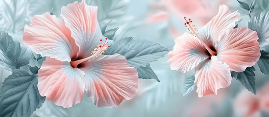 Delicate Pastel Hibiscus in Soft Pastel Background