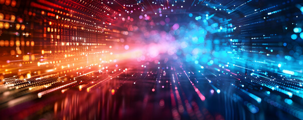 Fototapeta premium Abstract digital light trails in vibrant colors creating a dynamic background