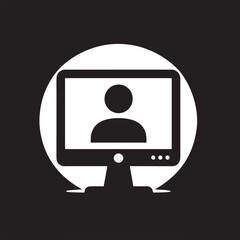 Video call on computer screen.