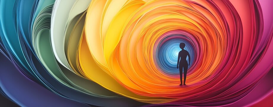 Crafted Colorful Paper Quilling Techniques Textured Layers A vibrant abstract representation of consciousness and exploration of the self.