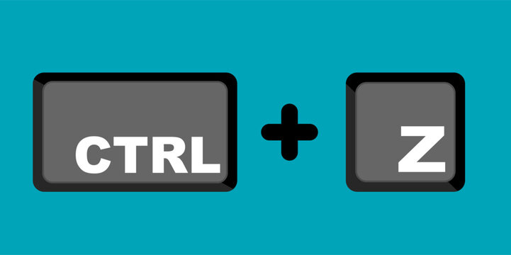  Ctrl Z key icon means undo. Clip art vector shortcut isolated on blue background. Keyboard shortcut graphic resource