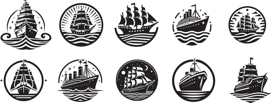 Vintage ship illustrations.