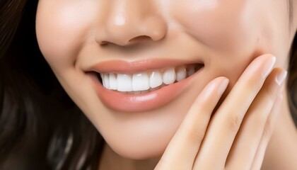 Obraz premium 美しい笑顔と白い歯 :健康的で輝く口元:自然な魅力を引き出す完璧なスマイル