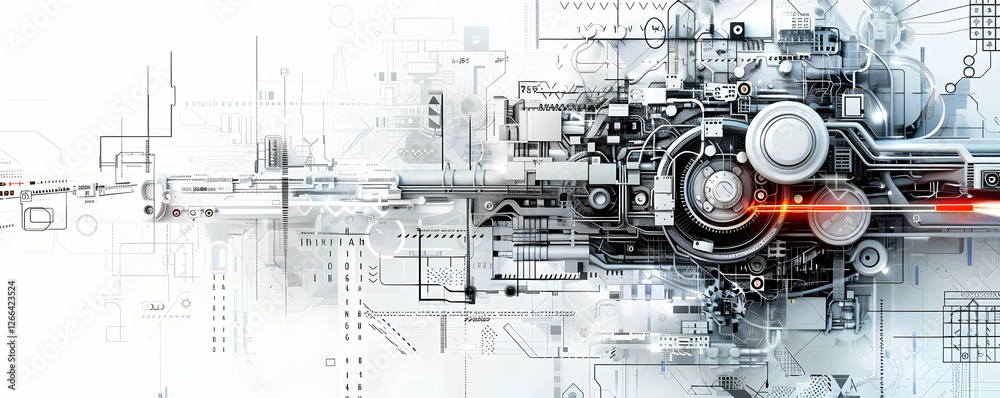 Wall mural futuristic abstract technology design with intricate lines and shapes