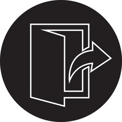 Exit icon in trendy outline design. Arrow and door vector exit symbol. Log out sign. Doorway sign element leave emergency vector illustration button isolated on transparent background.