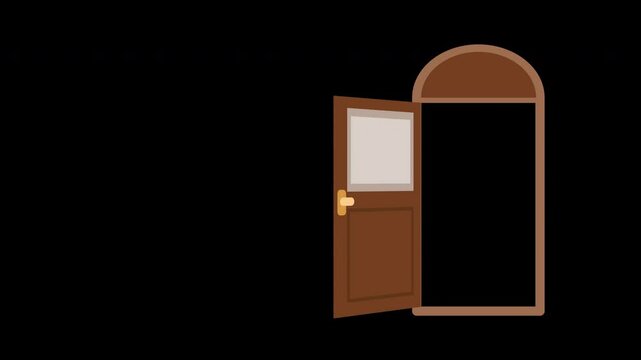 Wooden Door of House illustration, animation opening door