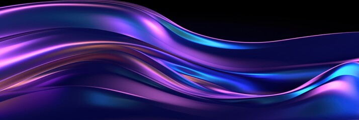 Abstract flow of blue, purple and pink gradient liquid shapes on black background, for modern presentations