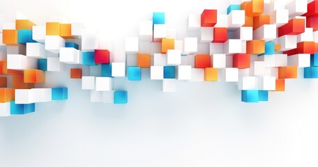 Abstract beautiful random background with squares and blocks, minimalistic design. The geometric pattern is made of soft paper cutouts, creating an elegant wall art piece for digital or print applicat