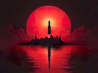 Minimalistic space launce illustration created by generative AI