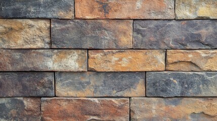 Fototapeta premium Textured Wall of Stacked Natural Stone in Earthy Tones