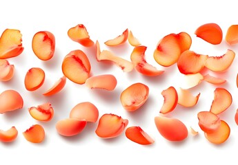 Juicy Peach Slices Falling in Mid-Air; A Delightful Image!