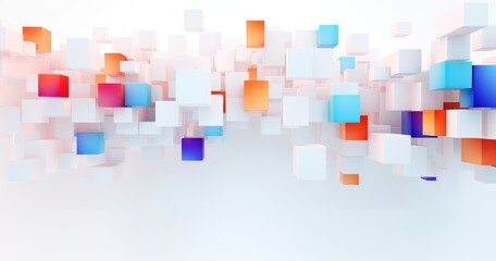 Abstract beautiful random background with squares and blocks, minimalistic design. The geometric pattern is made of soft paper cutouts, creating an elegant wall art piece for digital or print applicat