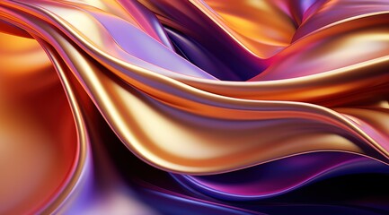 Obraz premium Abstract flowing fabric creates luxurious swirls of gold, red, and purple light for backgrounds