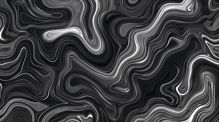 Abstract grayscale swirls; fluid, flowing lines; monochrome marble texture -ai