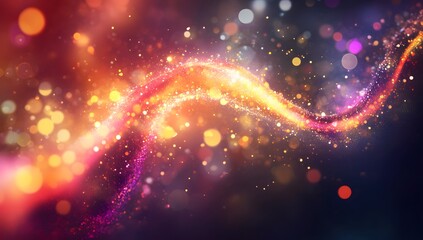Abstract swirling light trails on a bokeh background