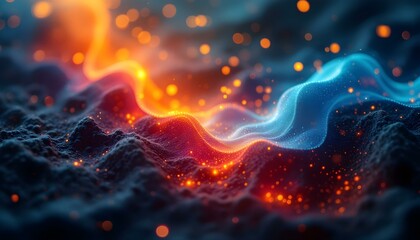 Fiery and Icy Waves: An Abstract Digital Landscape