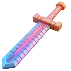 Retro Styled Isolated Sword Design with Colorful Gradient and Geometric Patterns for Gaming or Artistic Projects