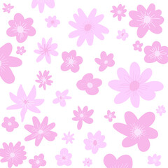 pink flowers abstract seamless pattern transparent