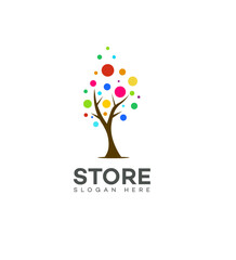 Obraz premium Colorful Dot Tree Store Logo Design, Branding, and Identity