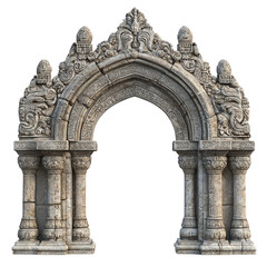 Intricate Archway with Detailed Carvings and Ornamentation, Isolated on Transparent background