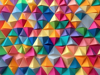 Colorful paper triangle pattern wall art