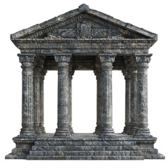 Fototapeta premium Isolated Stone Temple with Pillars Surrounded by Natural Elements, Capturing Ancient Architectural Beauty in Detail