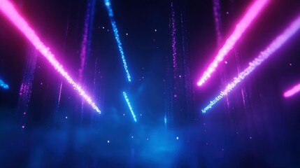 Colorful Light Rays Illuminating a Dark Background in Abstract Scene