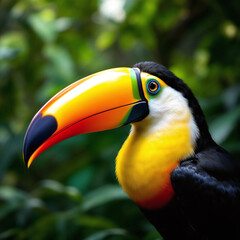 Fototapeta premium Vibrant Toucan with Colorful Beak in Tropical Setting