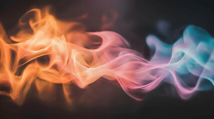 Fototapeta premium Colorful smoke swirls on black background, abstract art for design