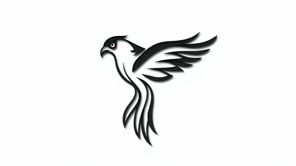 Obraz premium Black and White Stylized Phoenix Bird Vector Icon