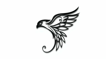 Obraz premium Baaz Falcon Logo Design | Black Vector Falcon Art | Minimalist Bird Logo | Transparent Background | Premium Vector Illustration