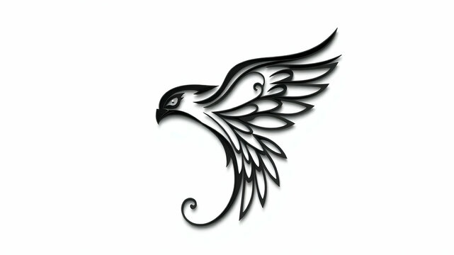 Baaz Falcon Logo Design | Black Vector Falcon Art | Minimalist Bird Logo | Transparent Background | Premium Vector Illustration