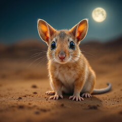 Fototapeta premium Enchanting Desert Rodent Under Mystical Moonlit Sky