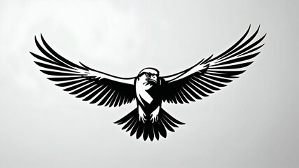 Fototapeta premium Baaz Falcon Logo Design | Black Vector Falcon Art | Minimalist Bird Logo | Transparent Background | Premium Vector Illustration