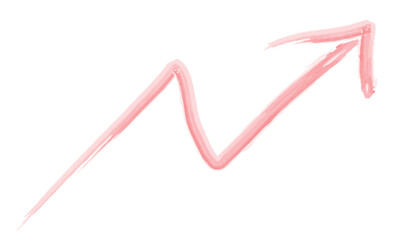 赤色のジグザグ上昇矢印と水彩イラスト1