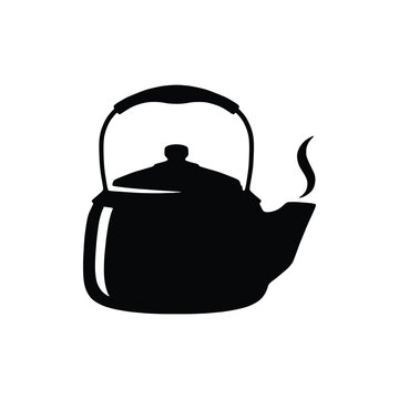 recommend clip art: Tea kettle with steam logo design concept. Vintage kettle silhouette simple illustration, vector.