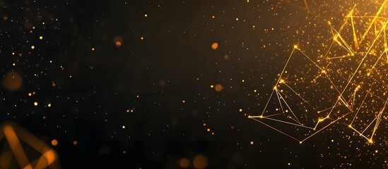 Abstract golden network design on dark background