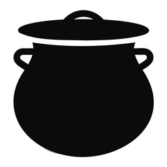 Black Pot Silhouette Vector Icon High-Quality Design on Transparent Background