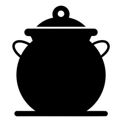 Black Pot Silhouette vector icon on a transparent background
