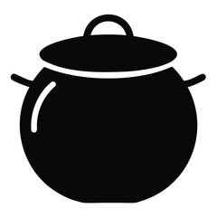 Black Pot Silhouette Vector Icon High-Quality Design on Transparent Background