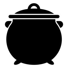 Black Pot Silhouette Vector Icon High-Quality Design on Transparent Background