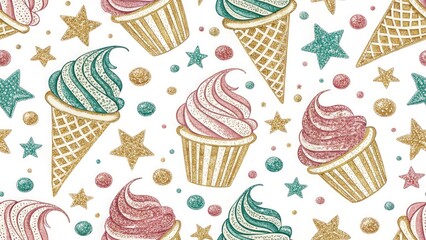 Bokeh Glitter Sweet Treats: Sparkling Candy Background, Festive Dessert Pattern, Shimmering Confectionery Texture, Metallic Sweet Wallpaper