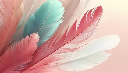Obraz premium Delicate feather arrangement minimalist background abstract art soft pastel colors close-up view serenity concept