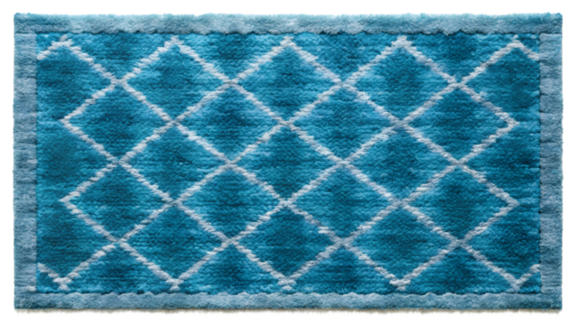 Blue Rectangular Carpet & Cut-Out Rug with Detailed Texture, Scandinavian Style & Modern Design on Transparent Background

