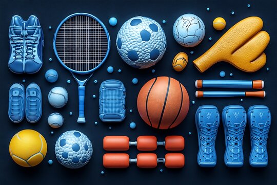 Colorful Variety of Sports Balls Clustered on White Background