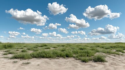 Open field under a partly cloudy sky.  Possible use for stock photo
