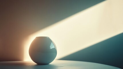 Minimalist White Vase in Sunlight Creates a Serene and Modern Ambiance